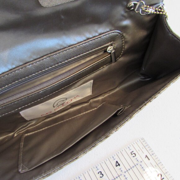 Big Buddha Woven Silver Clutch Bag - Like New - 12"x4.5" - Picture 8 of 14